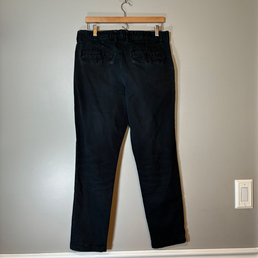 HM Mens Slim Fit Chino Pants Black Cotton Twill Trousers US 33 x 28